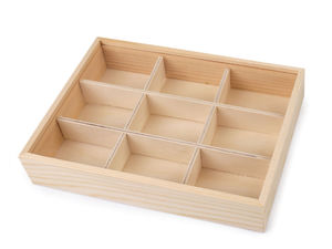 Natural Wooden Craft Organizer Box with Sliding Transparent Lid and Removable Compartments - Customizable DIY Storage for Beads, Jewelry & Crafts