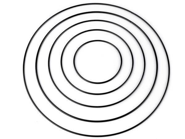 Premium Black Metal Craft Rings - 5-Piece Multi-Size Hoop Set for Dreamcatchers, Macrame, Floral Wreaths, and DIY Decor