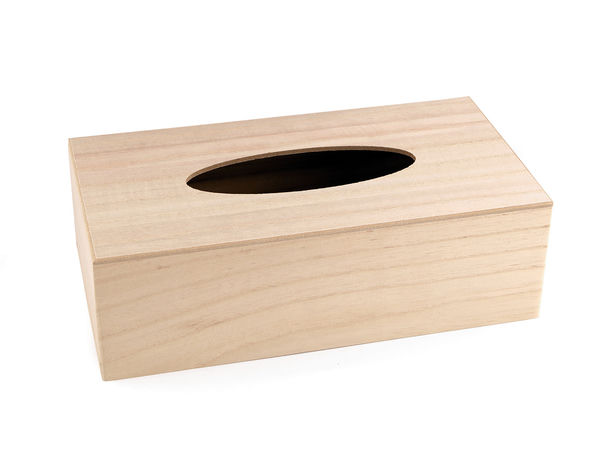 Premium DIY Wooden Handkerchief Tray with Slide-Out Bottom - Customizable Tissue Box for Decoupage, Painting, and Crafting