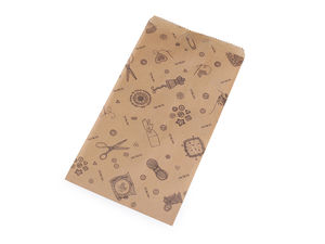 Stoklasa Natural Brown Kraft Paper Flat Bag with Tailoring Motif (15x28 cm)