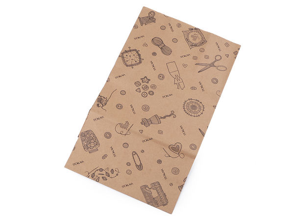 Premium Tailoring-Themed Kraft Paper Gift Bag (15 x 28 cm) – Durable Merchandise Sachet for Craft & Hobbies, Natural Brown