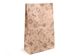 Stoklasa Premium Kraft Paper Gift Bag with Tailoring Illustrations (20 x 32 cm) - Natural Brown