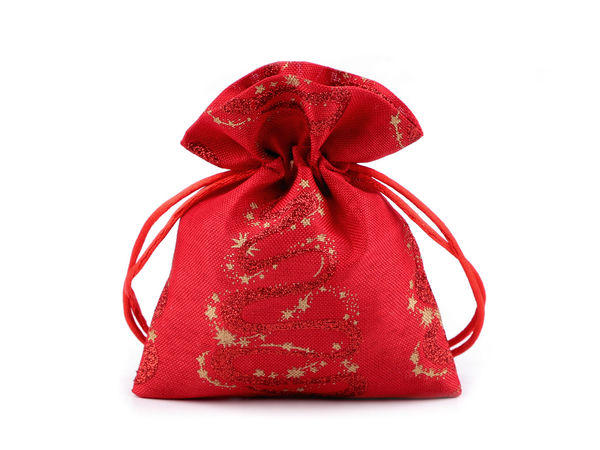 Mini Jute-Style Christmas Gift Bags - Festive Drawstring Pouch for Holiday Favors and Treats, 10x13 cm