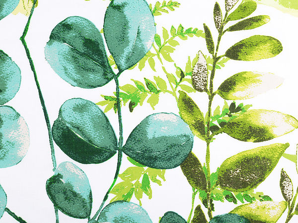 Premium Cotton Linen Canvas Fabric with Elegant Botanical Leaf Motifs