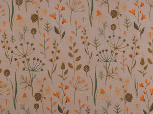 Premium Loneta Polyester Decorative Fabric with Botanical Plant Motif – Durable Textile for Home Decor, Upholstery, and Sewing Crafts