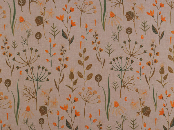 Premium Loneta Polyester Decorative Fabric with Botanical Plant Motif – Durable Textile for Home Decor, Upholstery, and Sewing Crafts