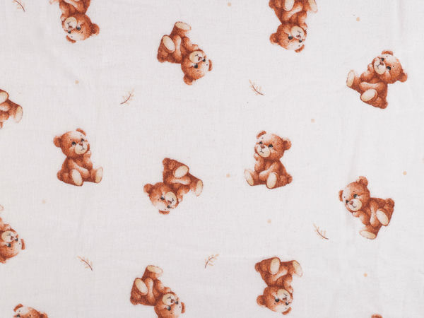 Premium Teddy Bear Motif Cotton Flannel Fabric - Soft & Cozy Sewing Material for Pajamas, Bedding, and Nursery Decor
