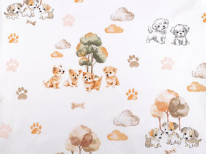 Premium Dog Motif Cotton Canvas Fabric - Soft & Durable Material for Bedding, Decor, & Crafts