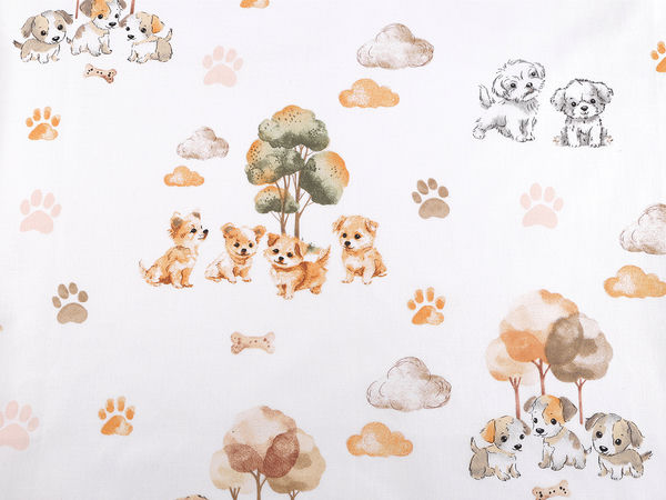 Premium Dog Motif Cotton Canvas Fabric - Soft & Durable Material for Bedding, Decor, & Crafts