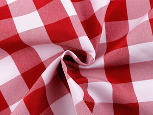 Premium Red Checkered Teflon Water-Repellent Fabric - 320 cm Extra Wide Tablecloth and Home Decor Textile