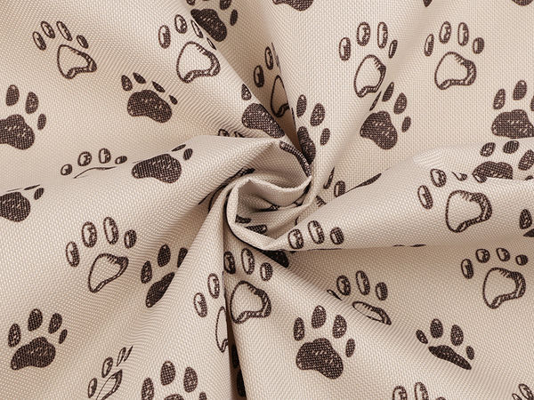 Premium Waterproof 600D Outdoor Fabric - Paw Print Pattern, PVC Coated Stroller & Pet Bed Fabric
