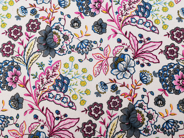 Rustic Floral Print Cotton-Linen Imitation Fabric - Coarse Weave Natural Burlap