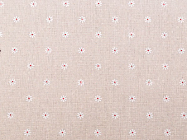 Floral Print Faux Linen Cotton Fabric - Durable Coarse Canvas Weave for Tablecloths, Cushions & Home Decor (Burlap)