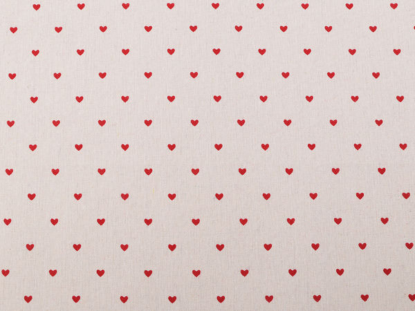 Premium Heart-Pattern Cotton Fabric – Durable Linen-Imitation Canvas Weave