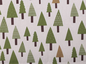 Premium Christmas Tree Cotton Fabric - Rustic Linen-Imitation Canvas for Holiday Decor (Burlap)