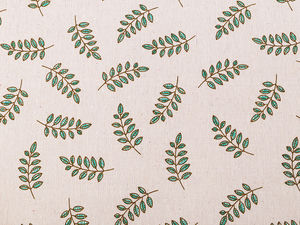 Premium Botanical Leaf Print Cotton Canvas Fabric - Textured Linen-Imitation Material for Home Decor and Crafts