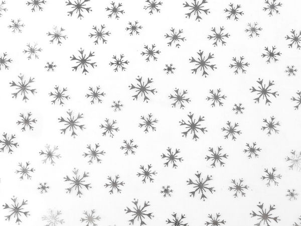 Elegant Snowflake Print Organza Fabric with Metallic Detail - Ideal for Holiday Decor, Crafts, and Festive Costumes