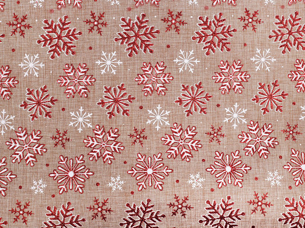 Premium Glitter Snowflake Christmas Decorative Fabric - Imitation Jute for Holiday Crafting, Table Runners, and Gift Bags