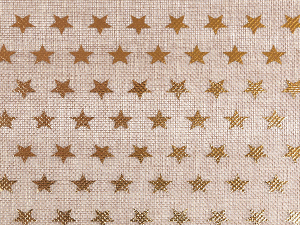 Festive Star Print Imitation Jute Fabric Roll (48cm Width) - Premium Decorative Burlap Table Runner for Christmas & Craft Hobbies