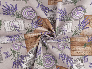 Provence Lavender Decorative Loneta Fabric - Durable White Polyester Material for Sewing and Home Decor