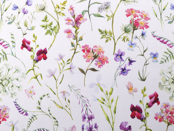 Premium Loneta Decorative Fabric - Meadow Flowers Pattern (PES)