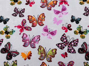 Premium Butterfly Print Cotton Canvas Fabric - Durable Material for Sewing, Home Decor, and Crafts