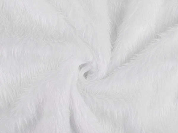 Premium White Long-Pile Faux Fur Fabric for Crafts & Home Decor (2 cm Pile)