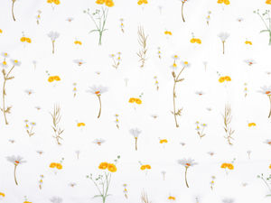 Premium Meadow Flowers Cotton Canvas Fabric - White