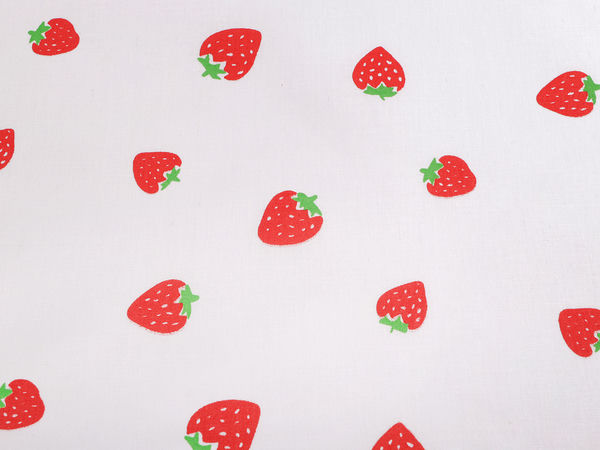 Premium Strawberry Print Cotton Canvas Fabric - Whimsical Sewing Material for Home Decor and Accessories