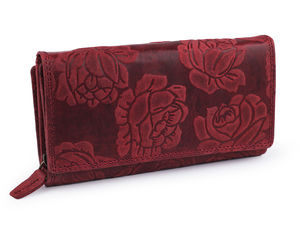 Elegant Women's Genuine Leather Wallet with Embossed Floral Design, Multi-Card Organizer and Secure Coin Pocket