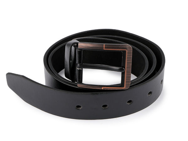 Men's Classic Double-Stitched Leather Belt - 3.7cm Width Semi-Matte Adjustable Strap