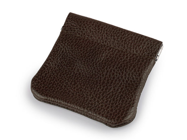Premium Leather Mini Coin Wallet and Key Pouch, Spring-Loaded Compact Pocket Organizer for Cash, Earbuds, and Accessories (8.5 x 9 cm)