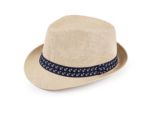 Kids' Summer Straw Sun Hat with Anchor Print Ribbon - Lightweight Breathable Sun Protection