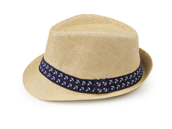 Kids' Summer Straw Sun Hat with Anchor Print Ribbon - Lightweight Breathable Sun Protection