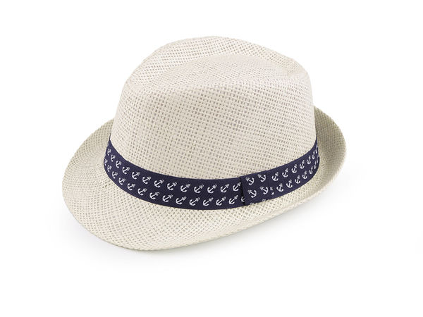 Kids' Summer Straw Sun Hat with Anchor Print Ribbon - Lightweight Breathable Sun Protection