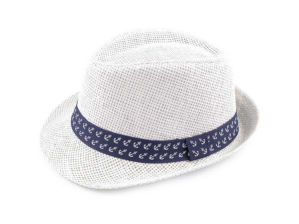 Kids' Summer Straw Sun Hat with Anchor Print Ribbon - Lightweight Breathable Sun Protection