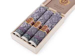Premium Men's Cotton Jacquard Handkerchief Gift Set - 3-Piece Cigar-Style Wrapped Handkerchiefs in Luxury Wooden Box