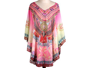 Elegant Rhinestone Swimsuit Cover-Up Poncho – Versatile One-Size Beachwear Blouse & Lightweight Fashion Shawl