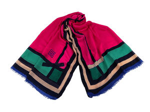 Elegant Patterned Double-Sided Shawl Scarf with Delicate Fringes - All-Season Wrap (90x180 cm)