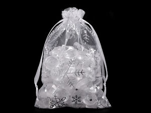 Elegant Snowflake Organza Gift Bags with Satin Drawstrings (10 x 15 cm) - Premium Holiday & Party Favor Pouches
