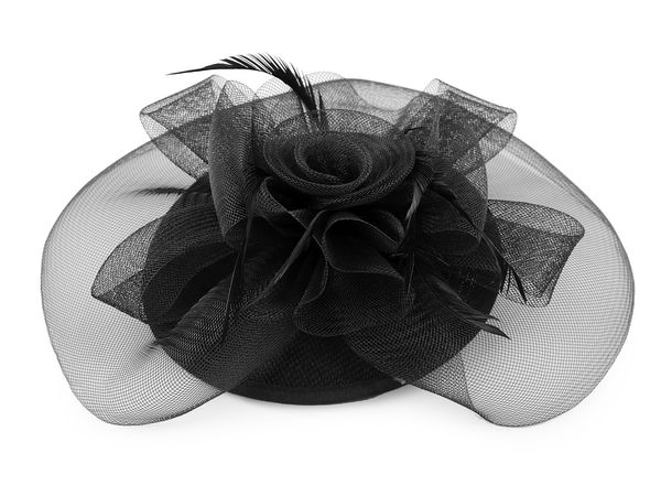 Elegant Black Feather Fascinator Mini Pillbox Hat with Birdcage French Veil