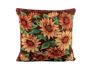 Sunflower & Butterfly Tapestry-Style Cushion Cover - 45x45 cm Decorative Pillowcase with Twisted Cord Border