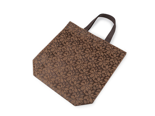 Eco-Friendly Reusable Non-Woven Floral Shopping Tote Bag - Brown