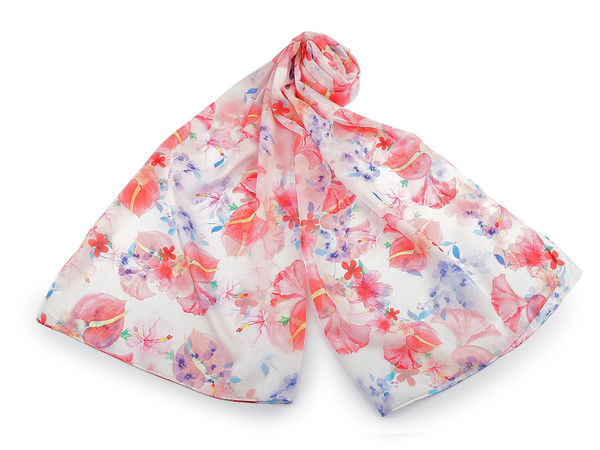 Lightweight Floral Print Summer Scarf & Shawl - Soft Elegant Wrap (70 x 175 cm)