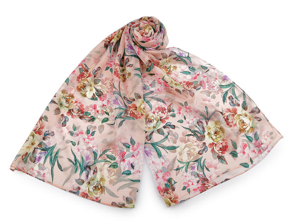 Lightweight Floral Print Summer Scarf & Shawl - Soft Elegant Wrap (70 x 175 cm)