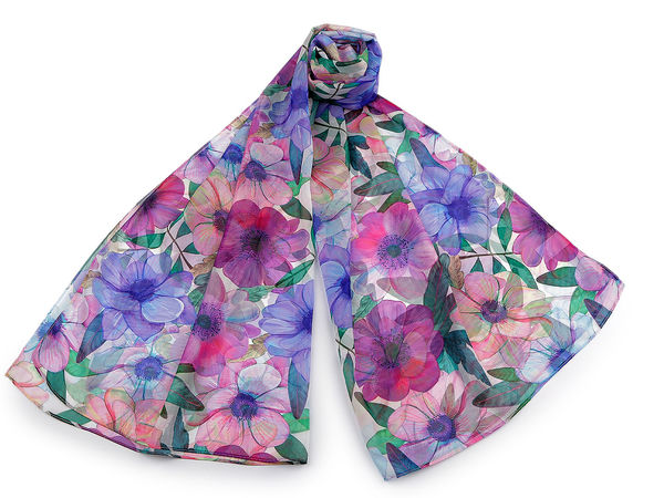 Lightweight Floral Print Summer Scarf & Shawl - Soft Elegant Wrap (70 x 175 cm)