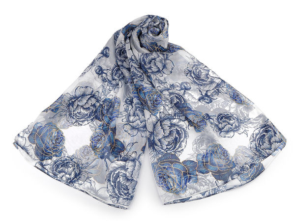 Lightweight Floral Print Summer Scarf & Shawl - Soft Elegant Wrap (70 x 175 cm)