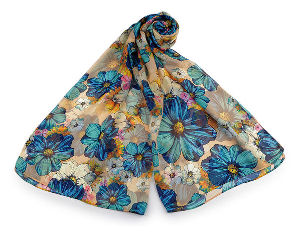 Lightweight Floral Print Summer Scarf & Shawl - Soft Elegant Wrap (70 x 175 cm)