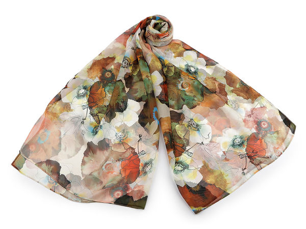 Lightweight Floral Print Summer Scarf & Shawl - Soft Elegant Wrap (70 x 175 cm)