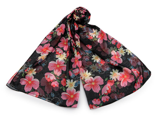 Lightweight Floral Print Summer Scarf & Shawl - Soft Elegant Wrap (70 x 175 cm)